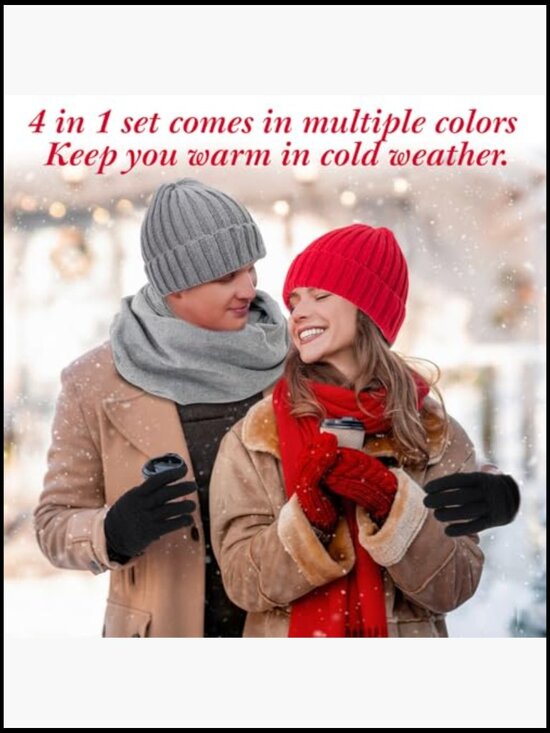 24 Pcs Winter Beanie Hat Scarf Gloves Ear Warmers Headband Set Knit Touchscreen main image 5